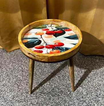 Epoxy Resin Wooden Hand-painted Wooden Side Table
