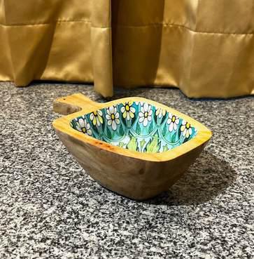 Epoxy Resin Apple shaped Wooden Serving Bowl