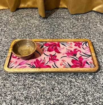 Epoxy Resin Hand-painted Chip 'n' Dip Wooden Platter Set