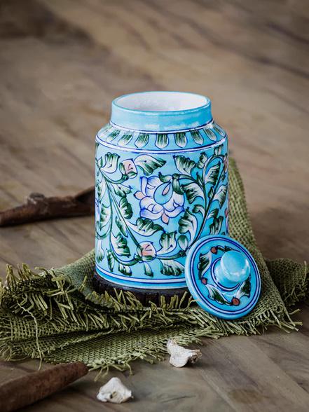 Blue Pottery Hand-Painted Ceramic Jar