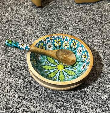 Epoxy Resin Handcrafted Wooden Salad Bowl with Spoon Set