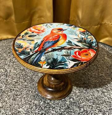 Epoxy Resin Wooden Decorative Owl Cake Stand
