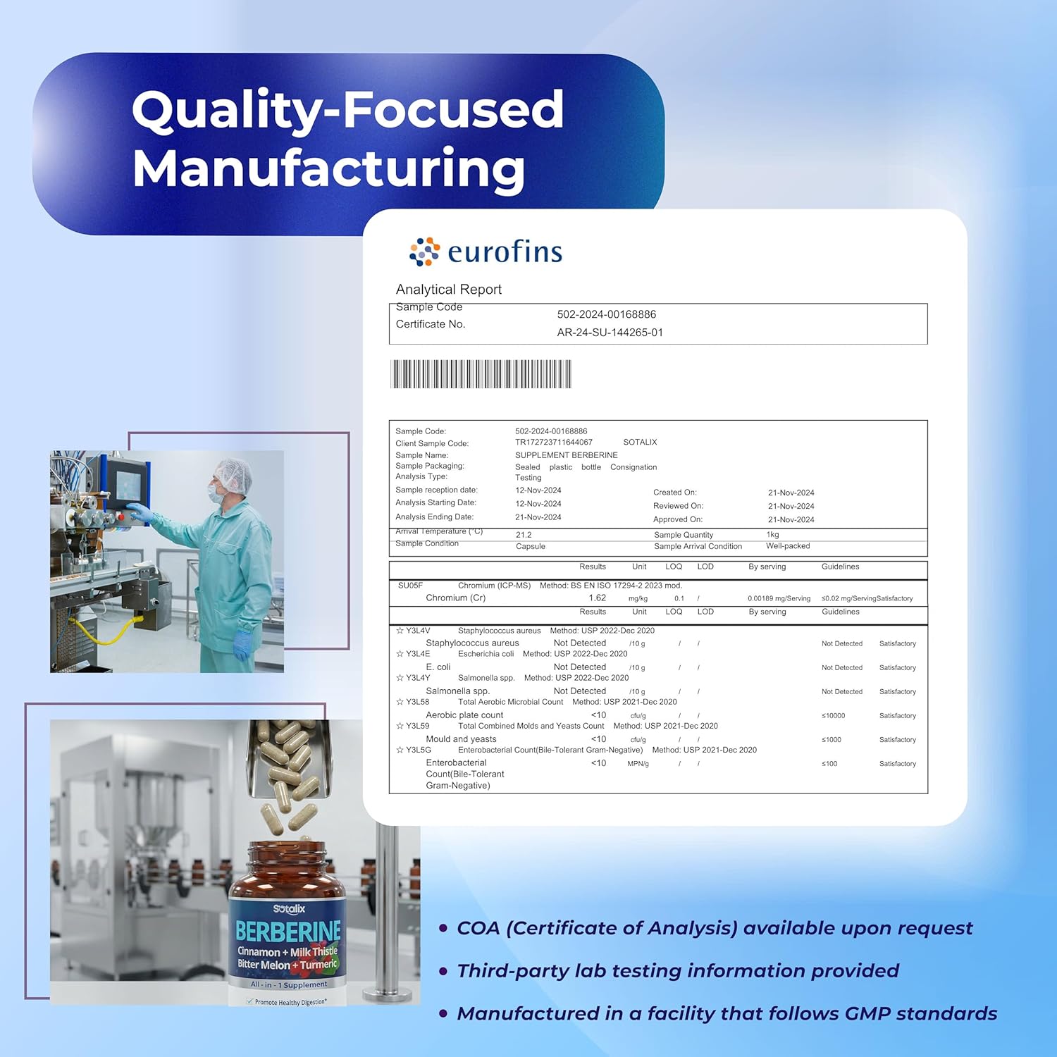 Berberina 1000mg 150 Cápsulas