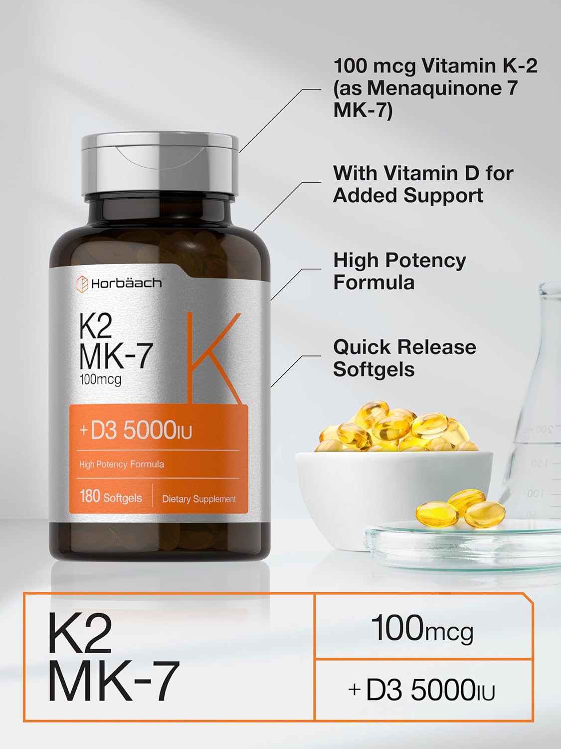 Vitamina K2 MK-7 + D3 5000 IU