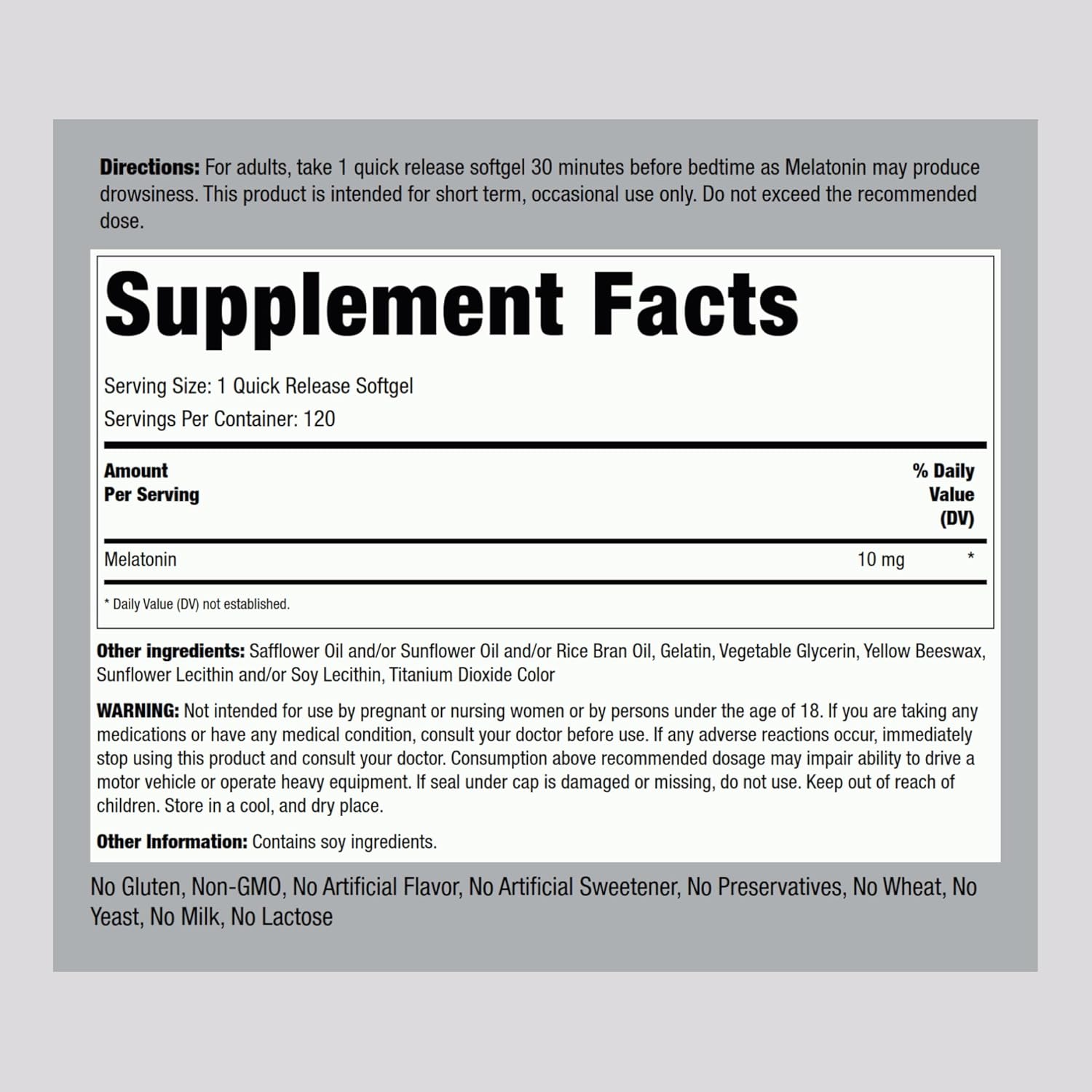 Melatonina 10 mg 120 Softgels