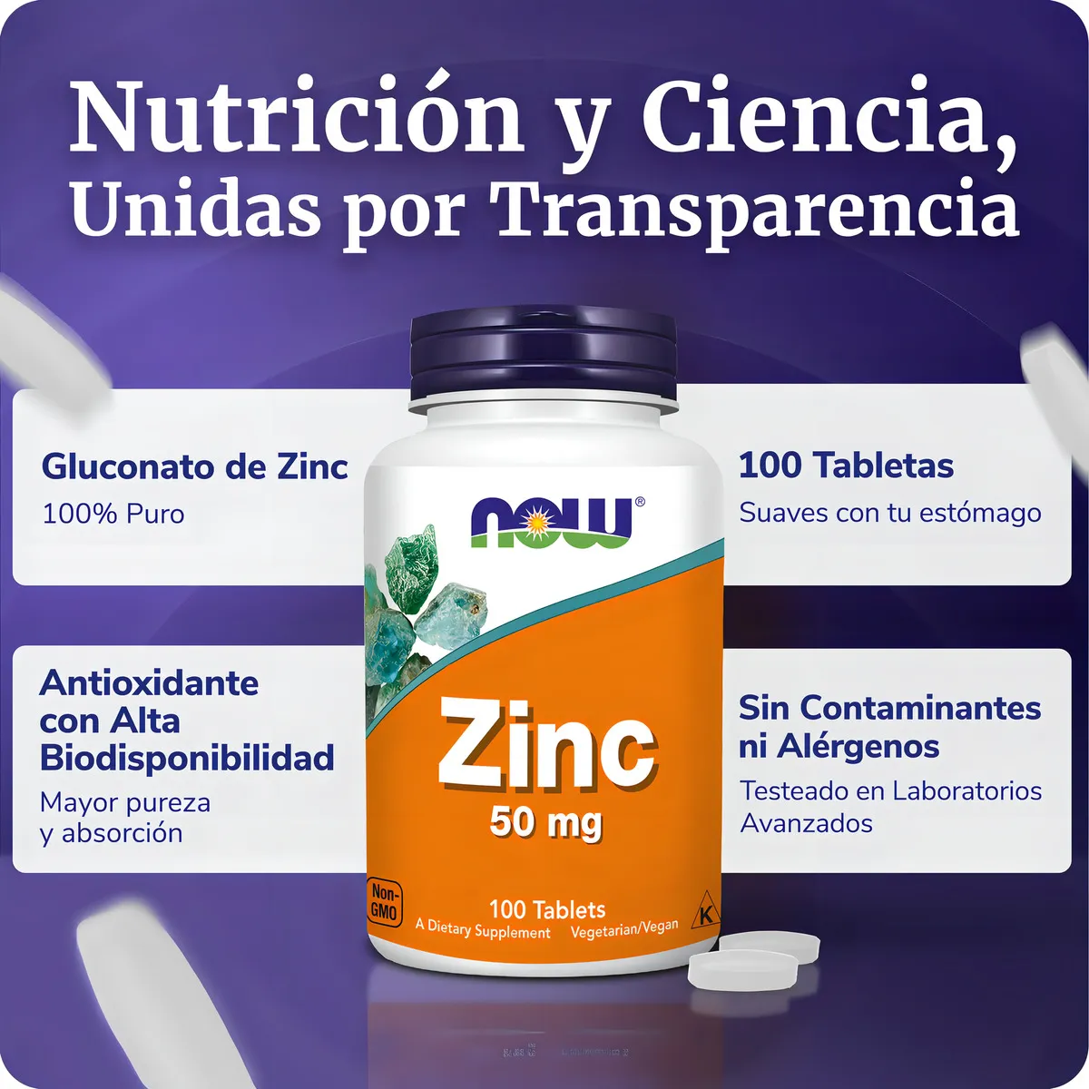 Zinc 50mg 100 veg tabletas
