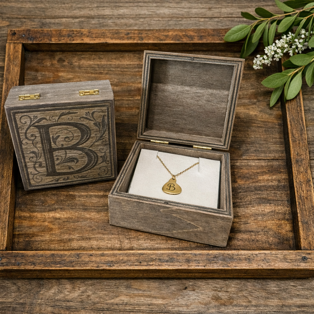 Rose Gold Round Charm Monogram Necklace