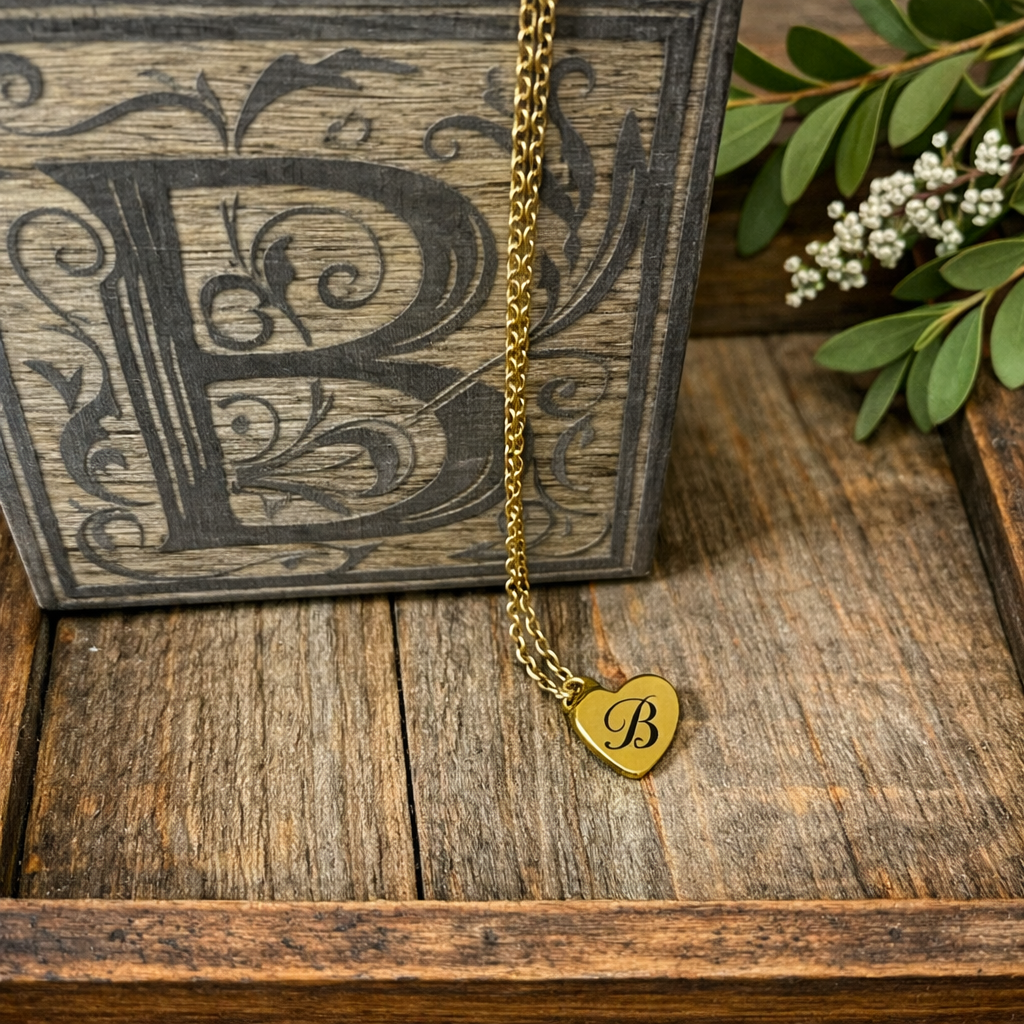 Gold Round Charm Monogram Necklace