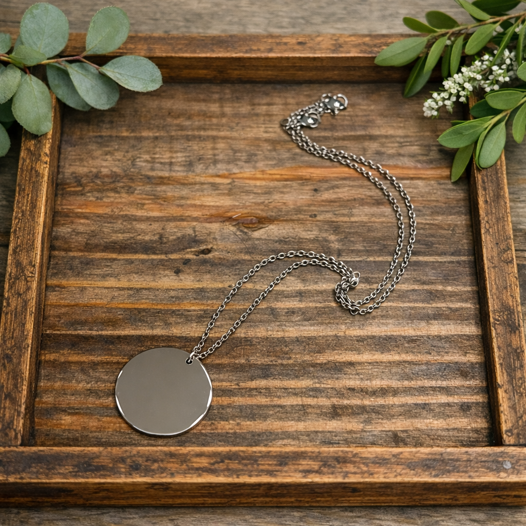 Rose Gold Round Charm Monogram Necklace