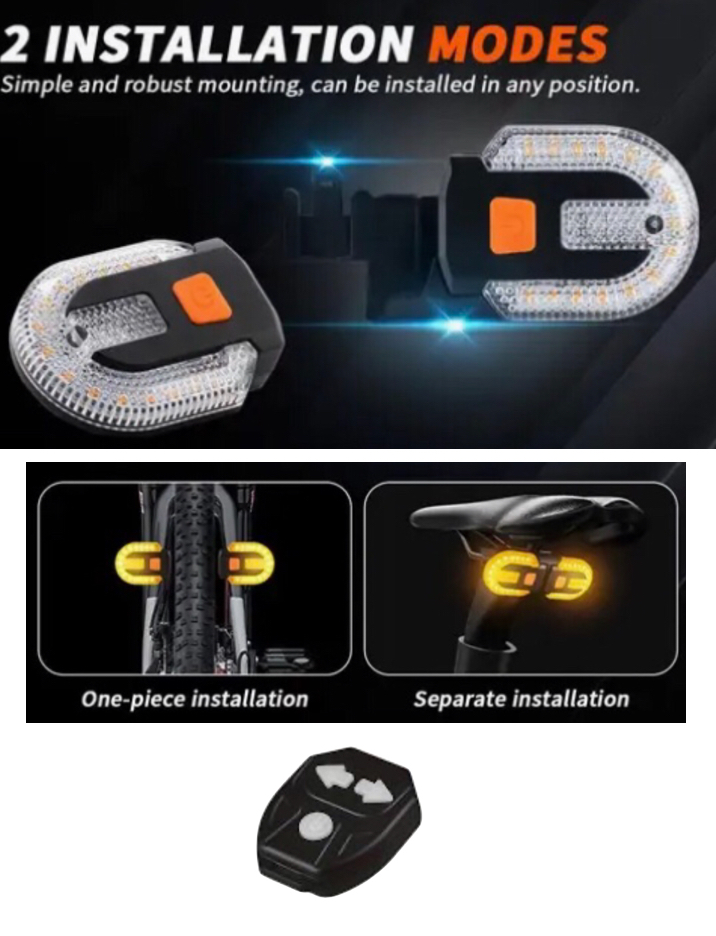   Two Mode Remote Control Bicycle Directional Signal Lights 