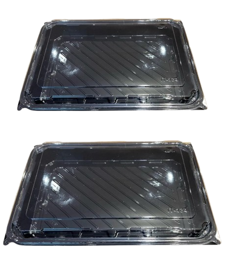 Caserola neagra mare cu capac transparent 24/17/6