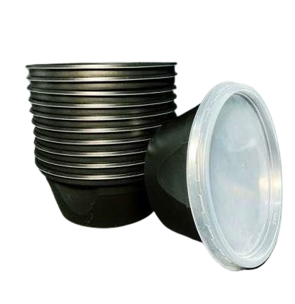 Bol Ciorbă PP D127 Negru+ Capac Transparent - 460 ml.