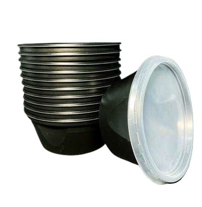 Bol Ciorbă PP D127 Negru+ Capac Transparent - 560 ml