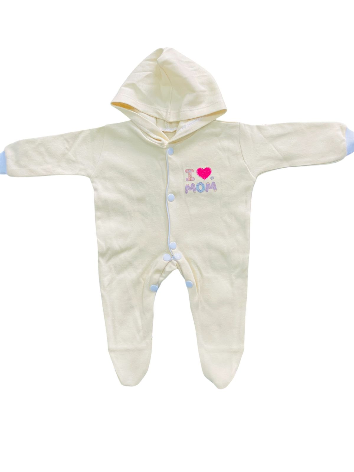BABY FRIENDLY Premium Full Romper Button Cotton (Light Yellow)