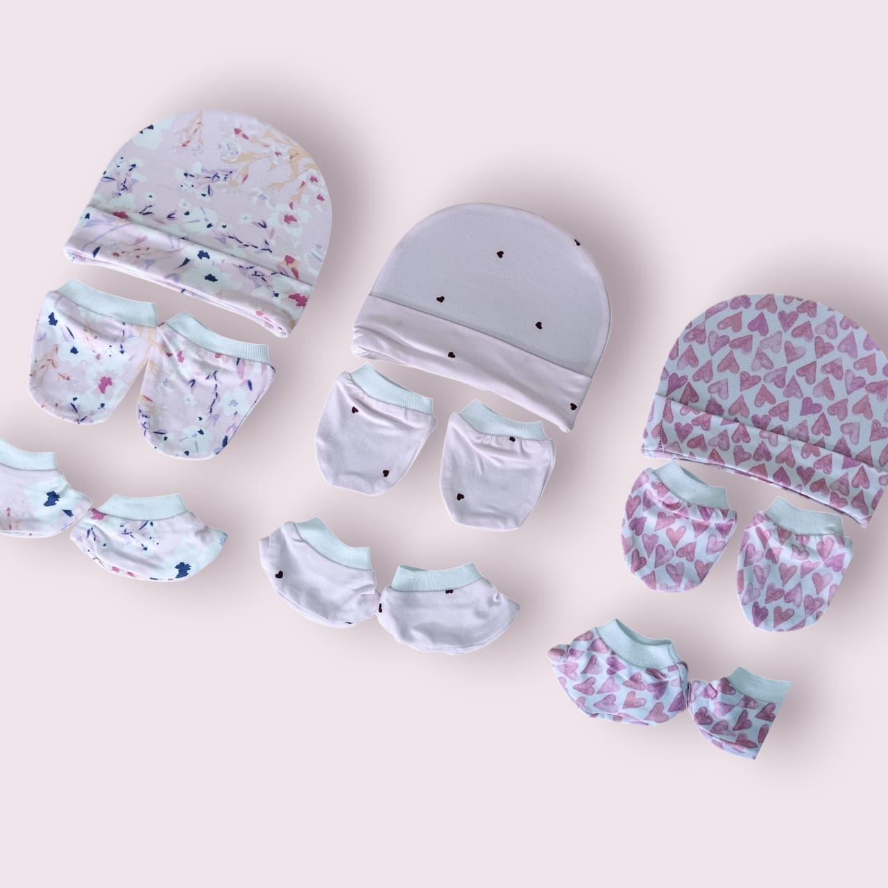 BABY FRIENDLY Premium Cap,Mittens,booties Pack of 3