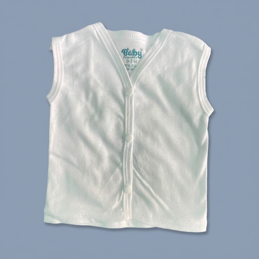 BABY FRIENDLY Premium Jhabala Button cotton (Pure White)