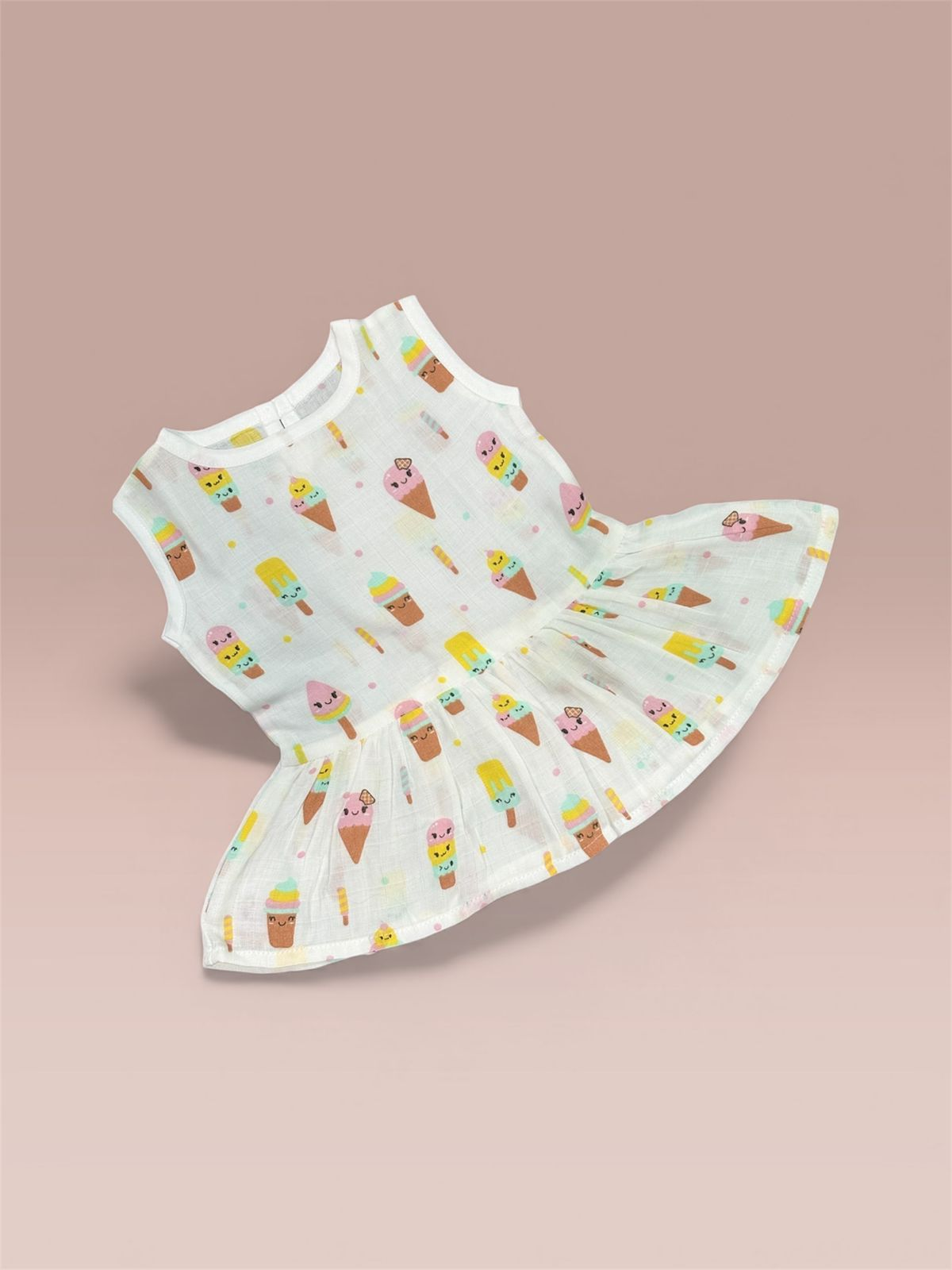 BABY FRIENDLY Premium Sleeveless Frock Button Muslin