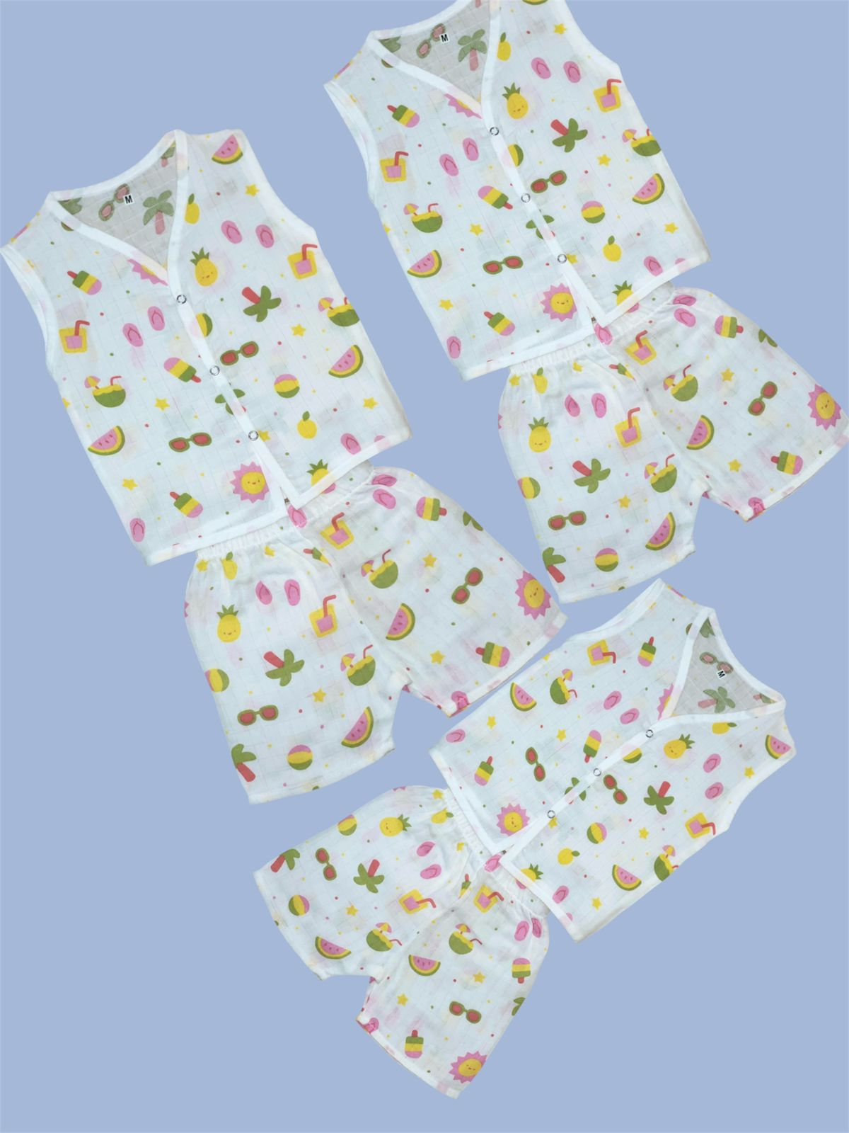 BABY FRIENDLY Premium Jhabala with shorts Sleeveless Muslin Pack Of 3