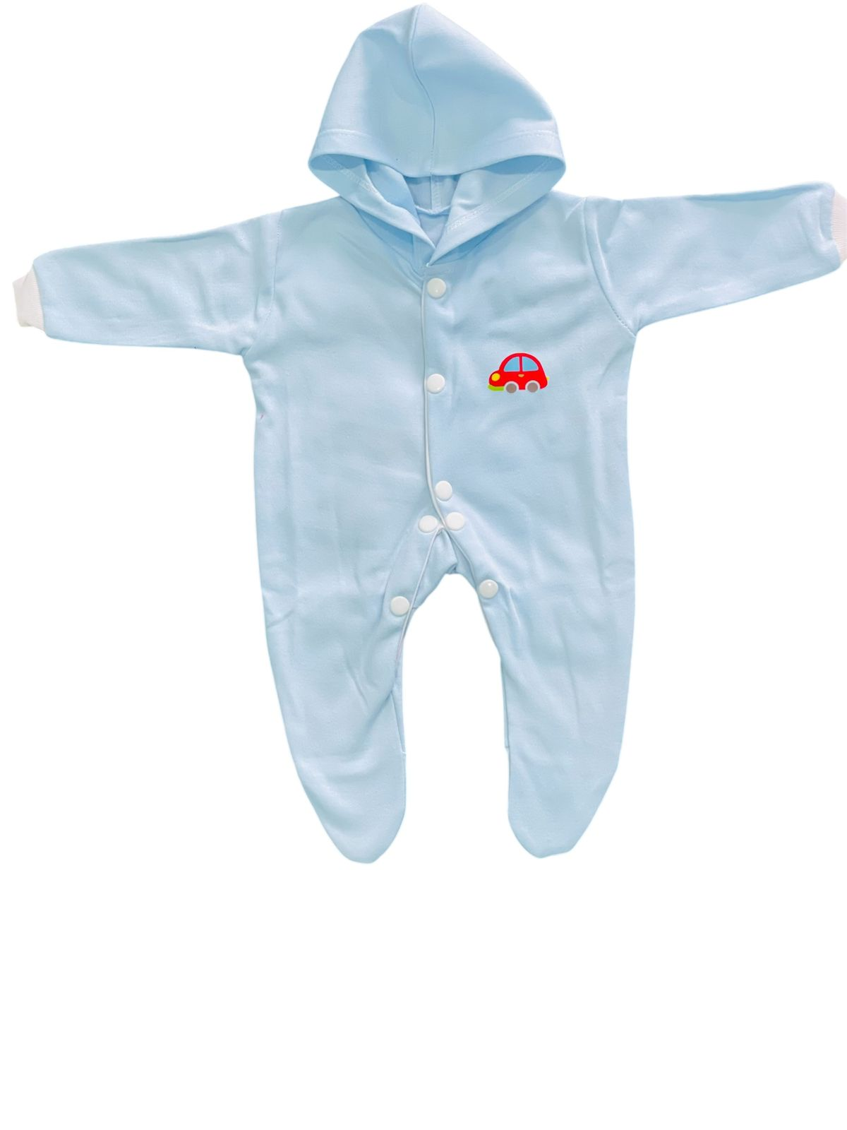BABY FRIENDLY Premium Full Romper Button Cotton (Light blue)