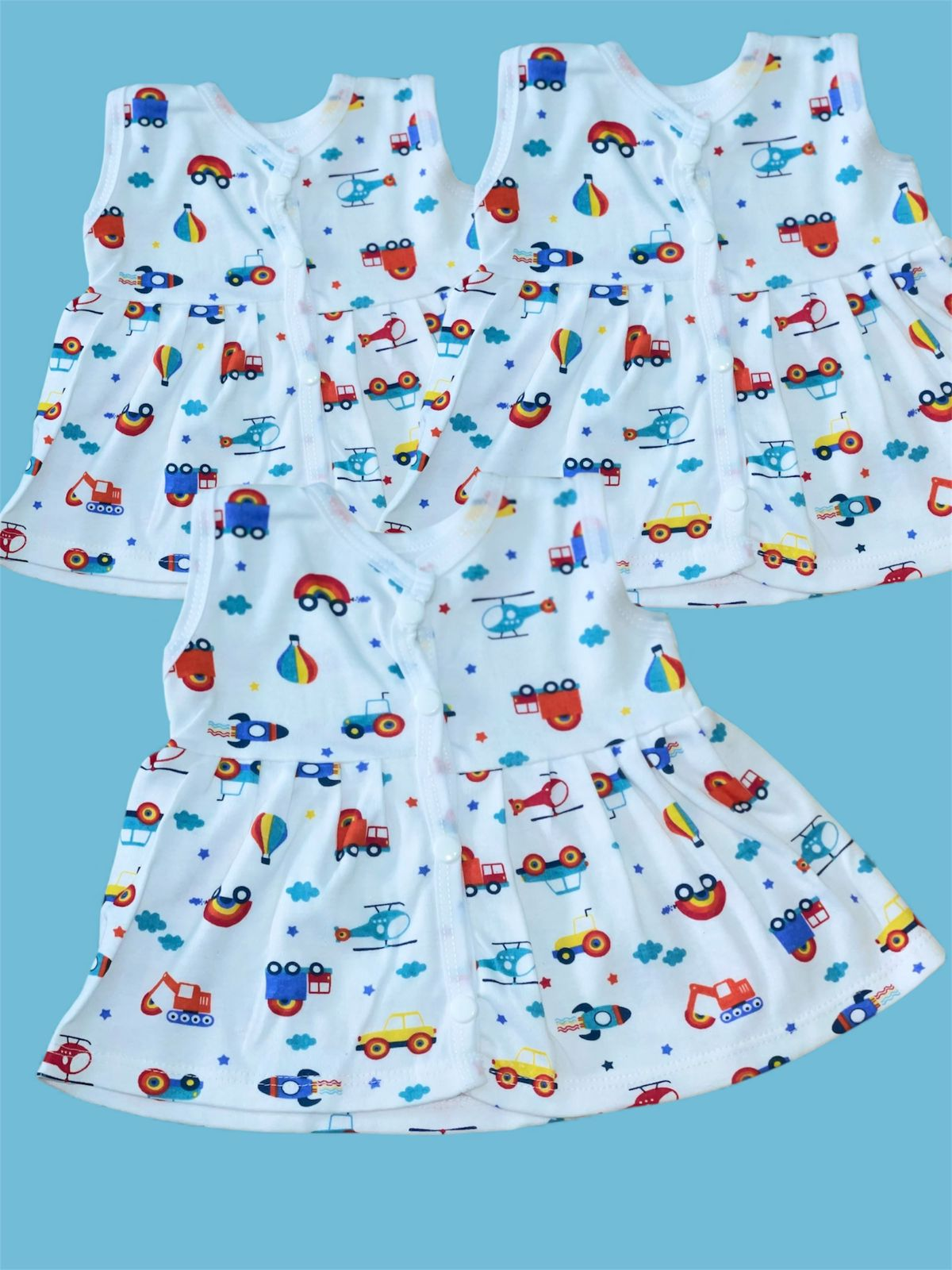 BABY FRIENDLY Premium Frock Print Cotton Pack Of 3