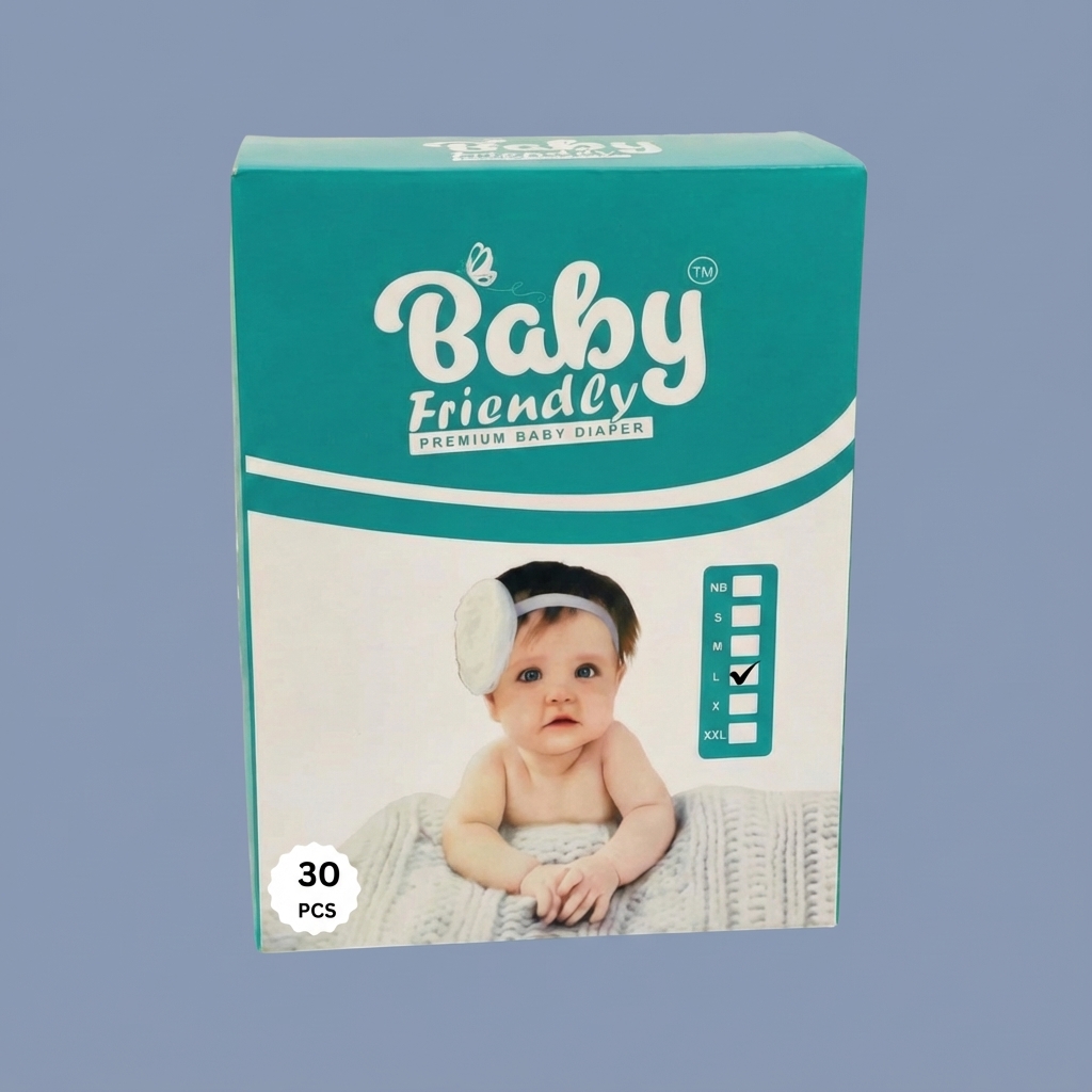 BABY FRIENDLY Premium Baby Disposable Diapers (Large,30pcs)