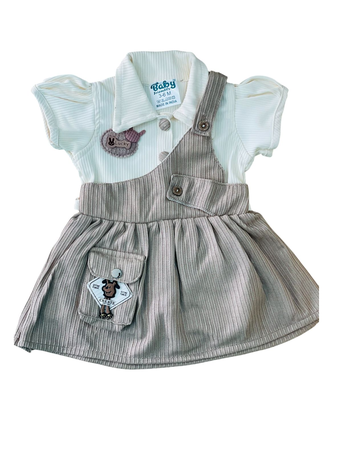BABY FRIENDLY Premium Lucky doll cotton baby frock