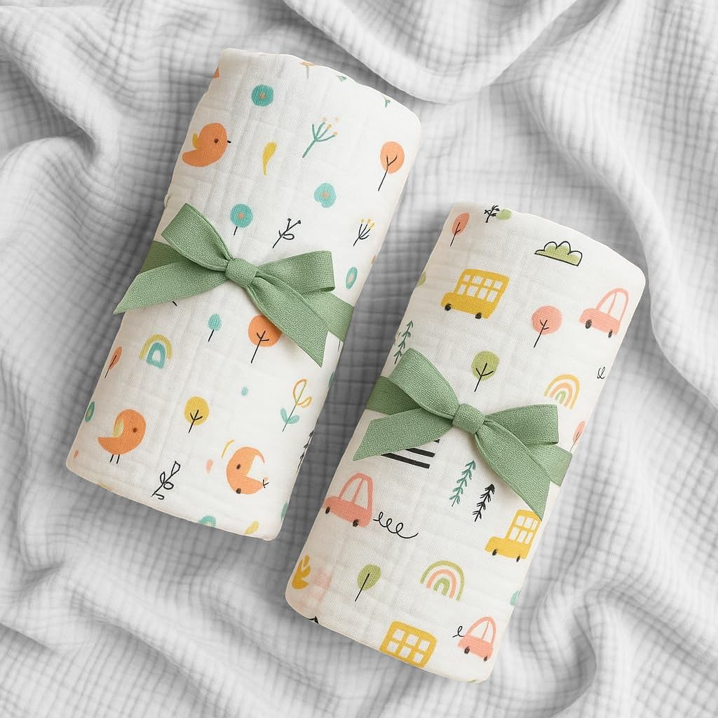 BABY FRIENDLY Premium Swaddle Muslin (100*100) Pack Of 2