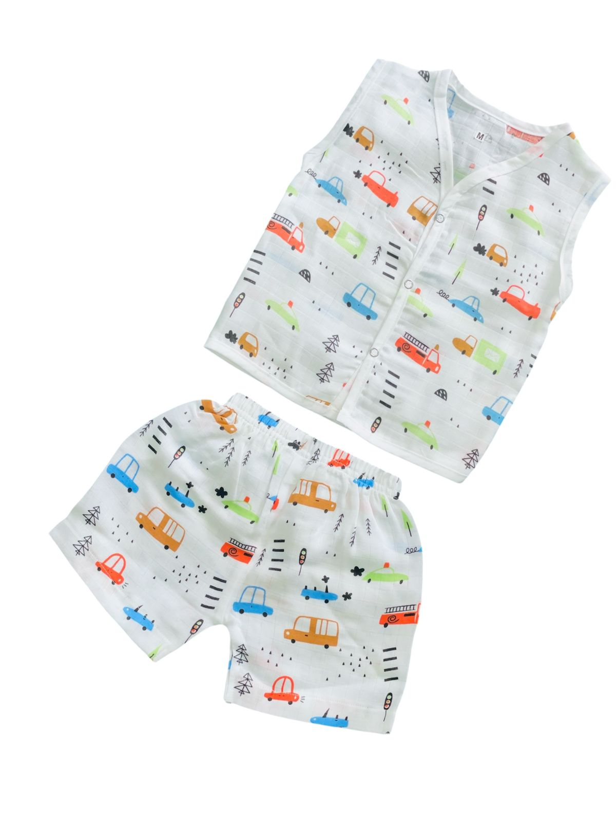 BABY FRIENDLY Premium Jhabala with shorts Sleeveless Muslin