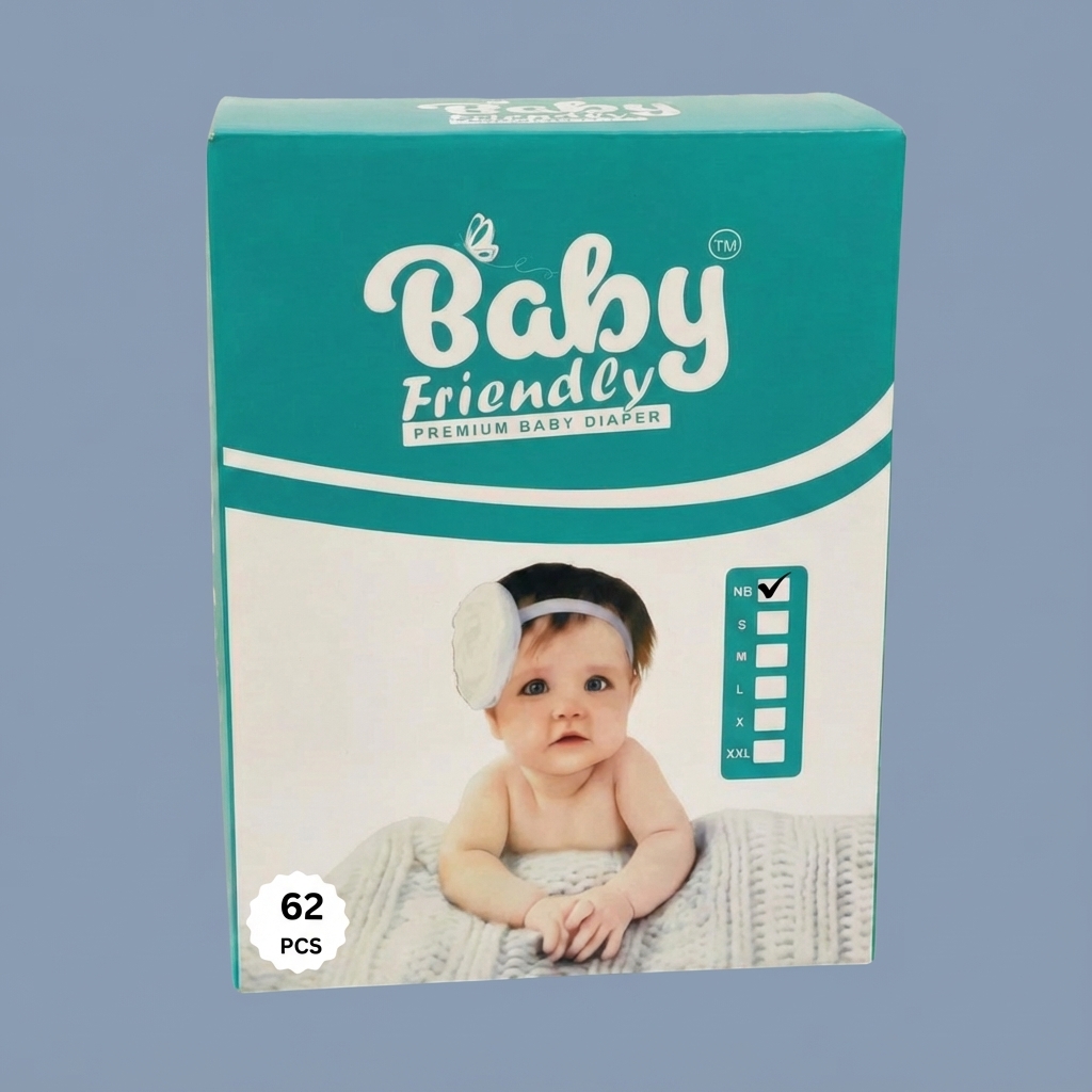 BABY FRIENDLY Premium Baby Disposable Diapers (Medium,62pcs)