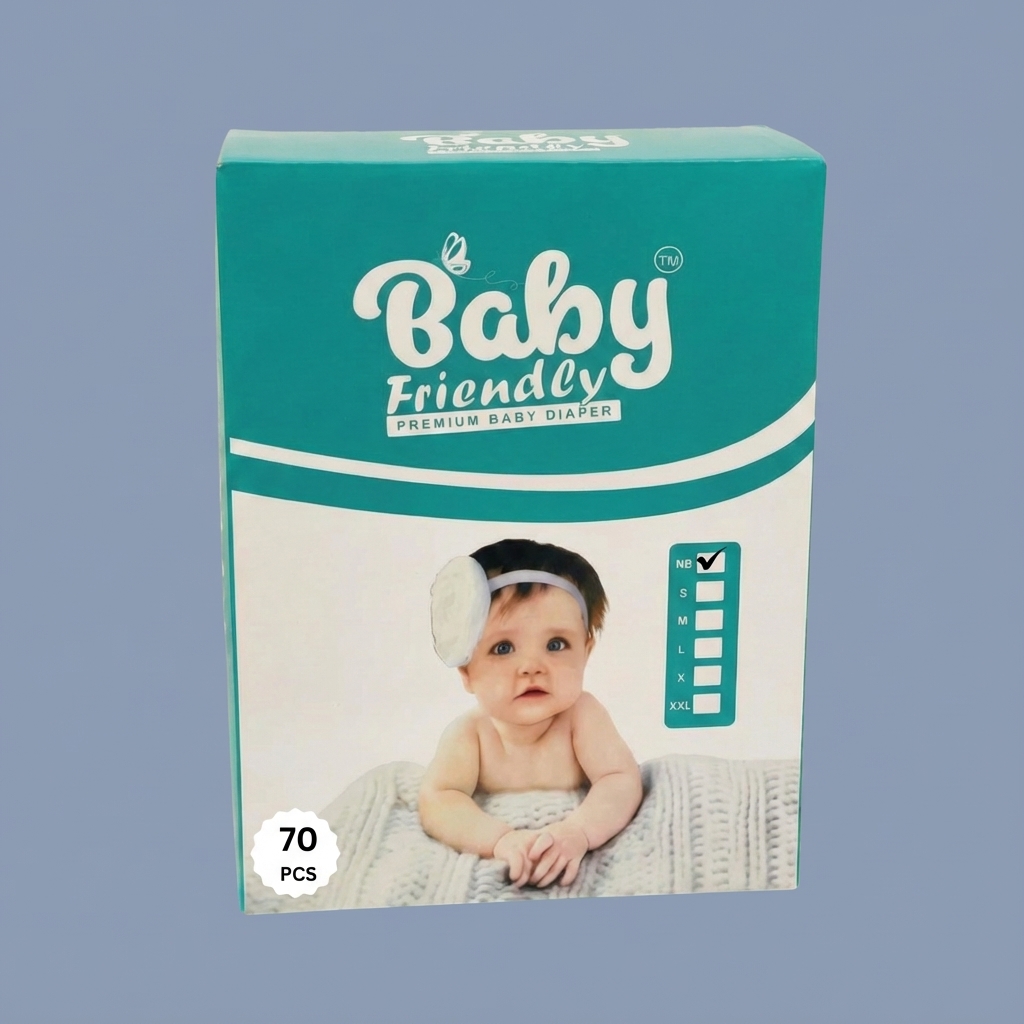 BABY FRIENDLY Premium Baby Disposable Diapers (NB,70pcs)