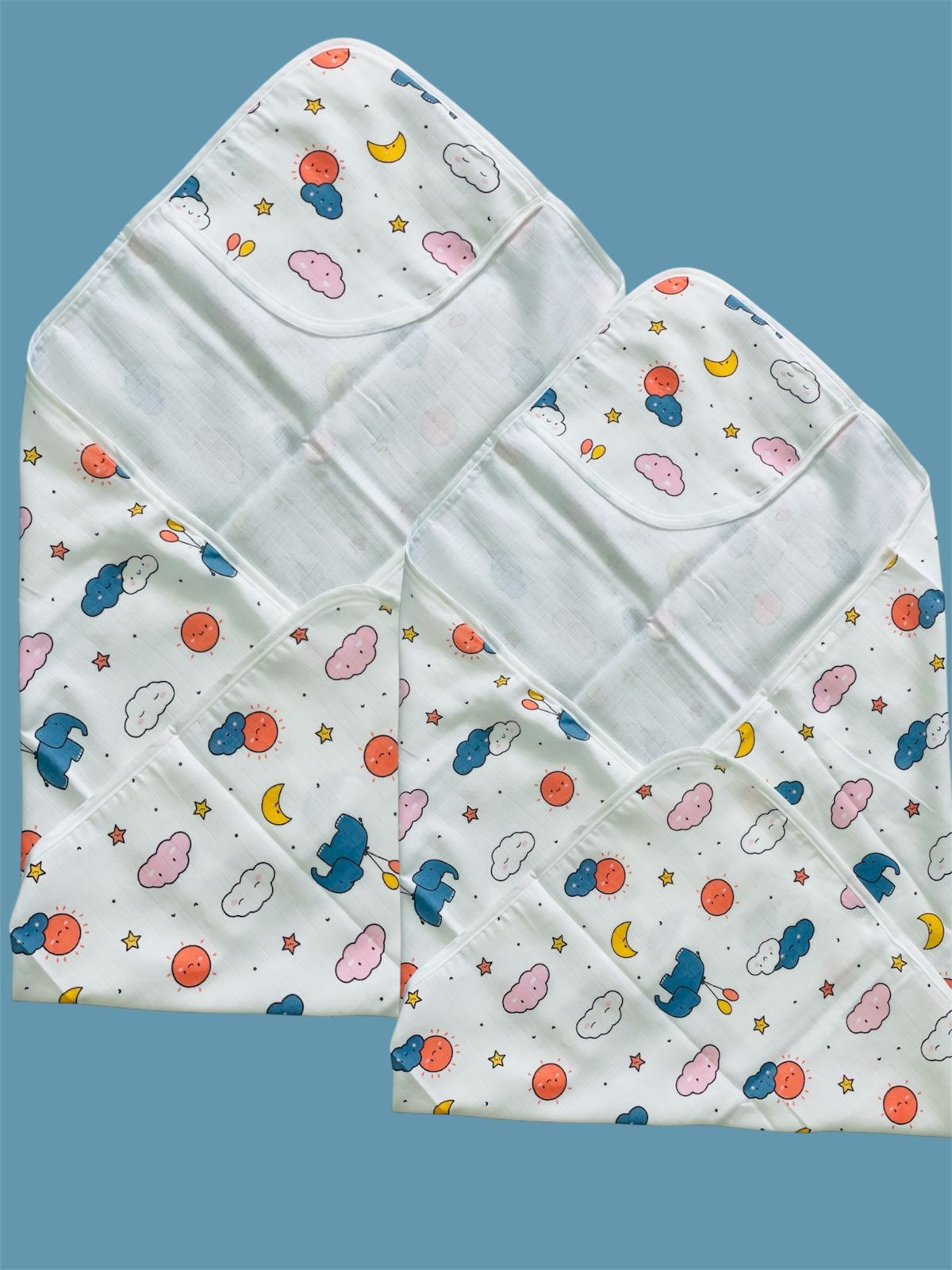 BABY FRIENDLY Premium Hooded Swaddle Muslin Pack Of 2