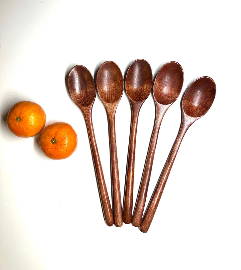 Set of 5 Handmade Wooden Spoons Š Natural Kitchen Utensils Š Eco-Friendly Serving & Eating Tools Š Sustainable Gift Set