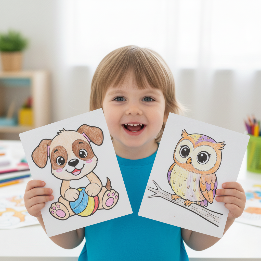 50 Cute Animals Coloring Pages Bundle for Kids | Printable Whimsical Animal Coloring Book (A4 & US Letter)