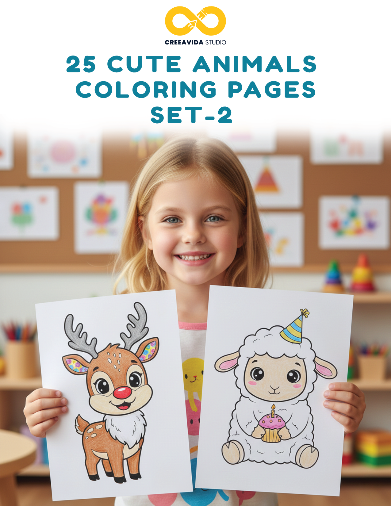 Cute Animal Coloring Pages for Kids (Ages 3–7) | 25 Printable Fun & Easy Coloring Sheets - Set 2