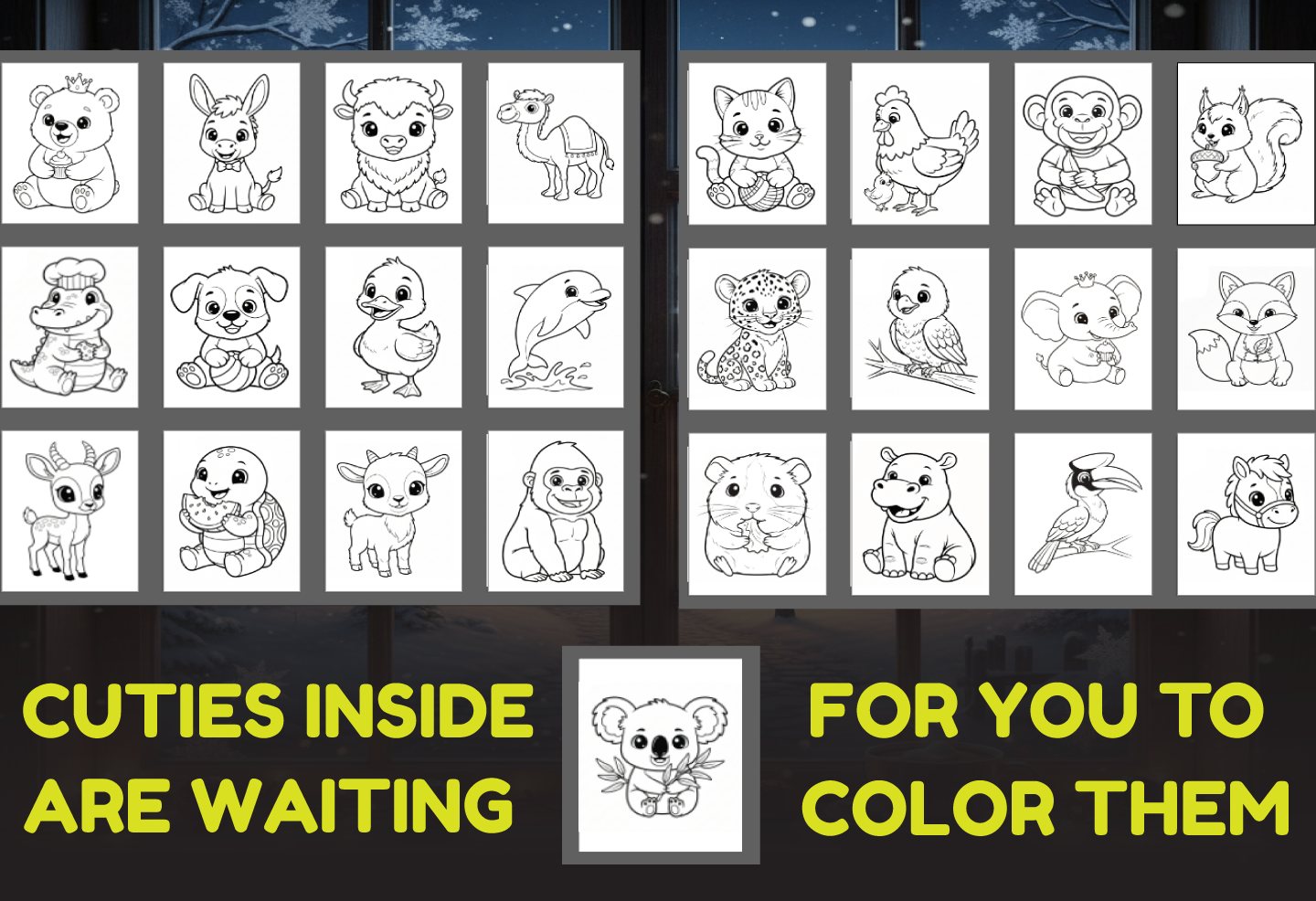 Cute Animal Coloring Pages for Kids (Ages 3–7) | 25 Printable Fun & Easy Coloring Sheets, Set-1