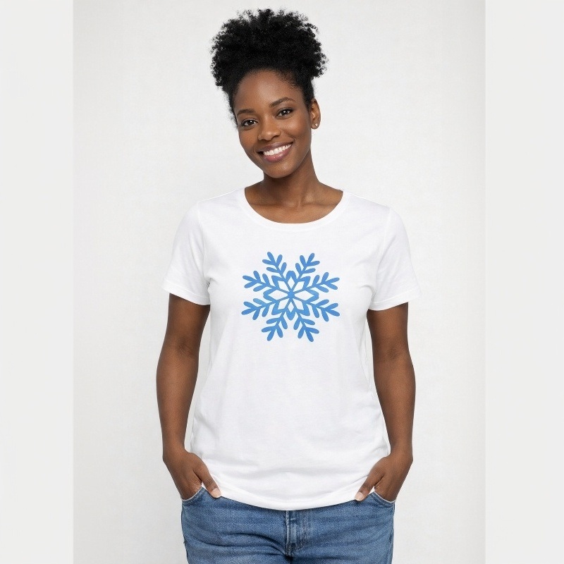 Weißes T-Shirt mit Schneeflocken-Design