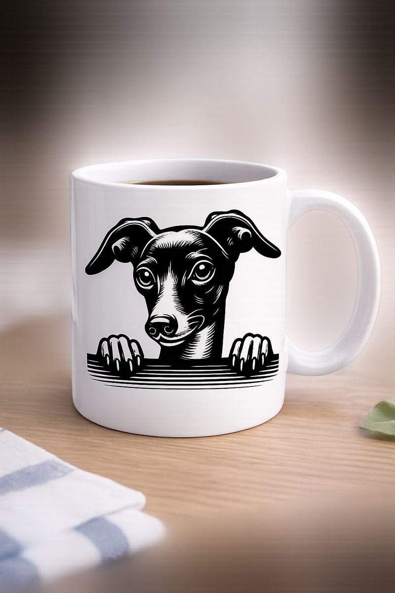 Weiße Tasse mit Hundemotiv