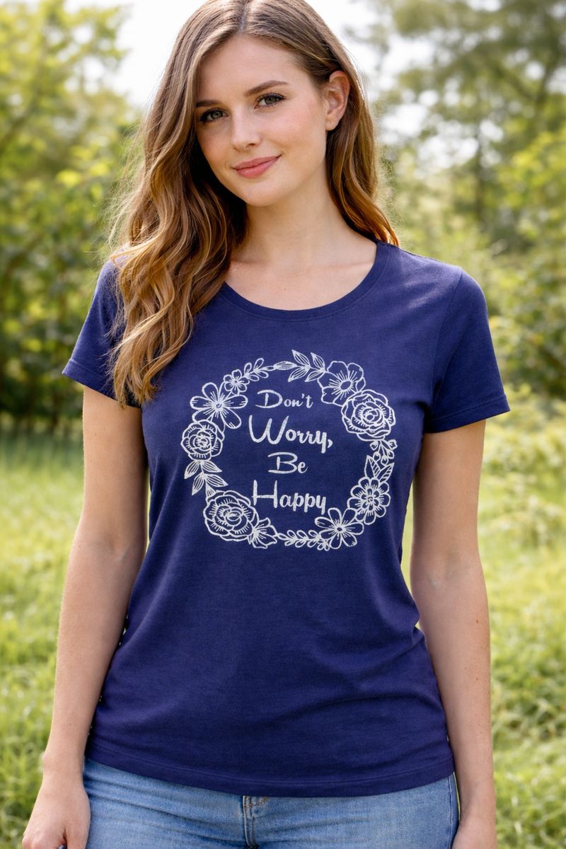 Dunkelblaues  Premium T-Shirt mit Aufdruck