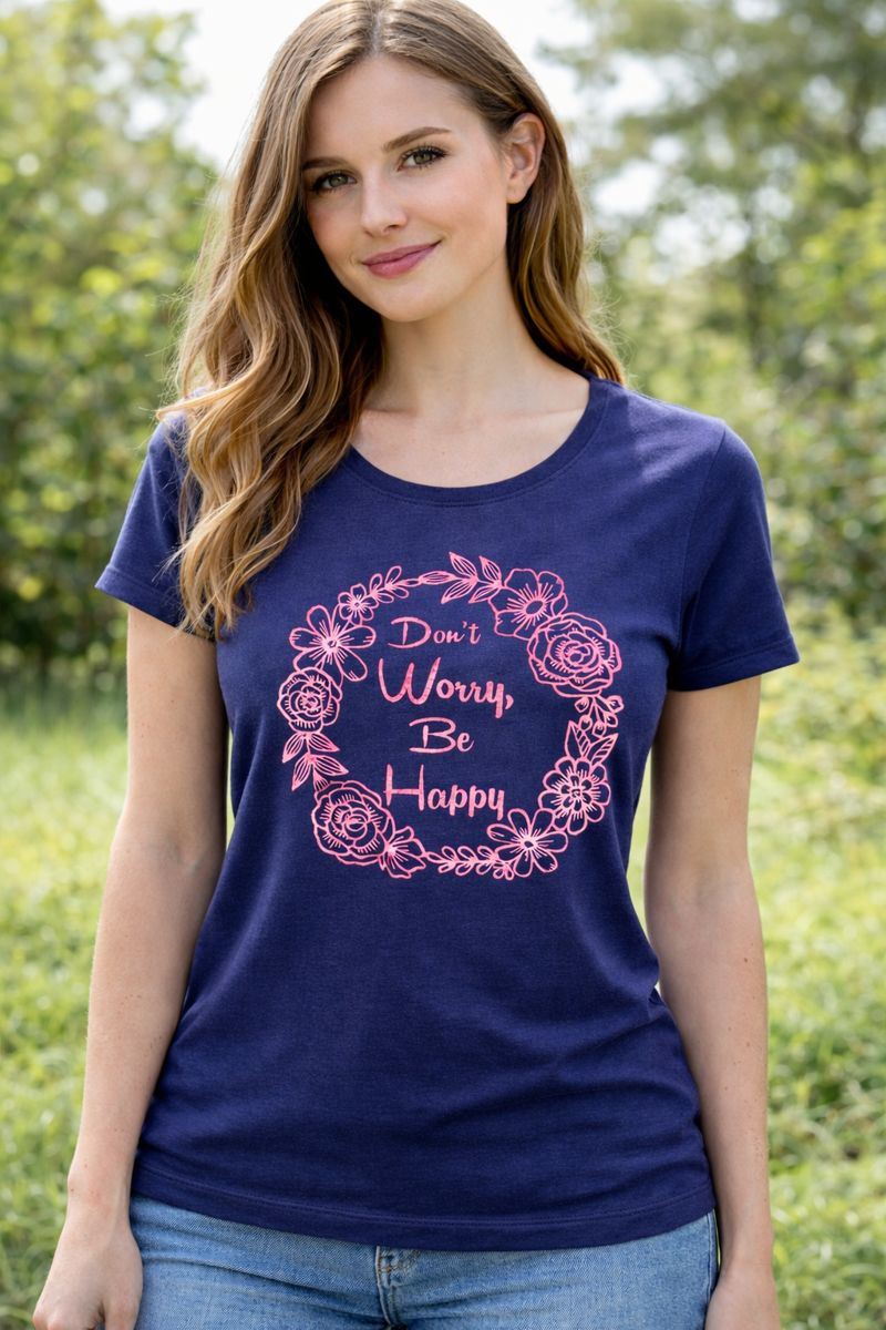 Dunkelblaues  Premium T-Shirt mit Aufdruck