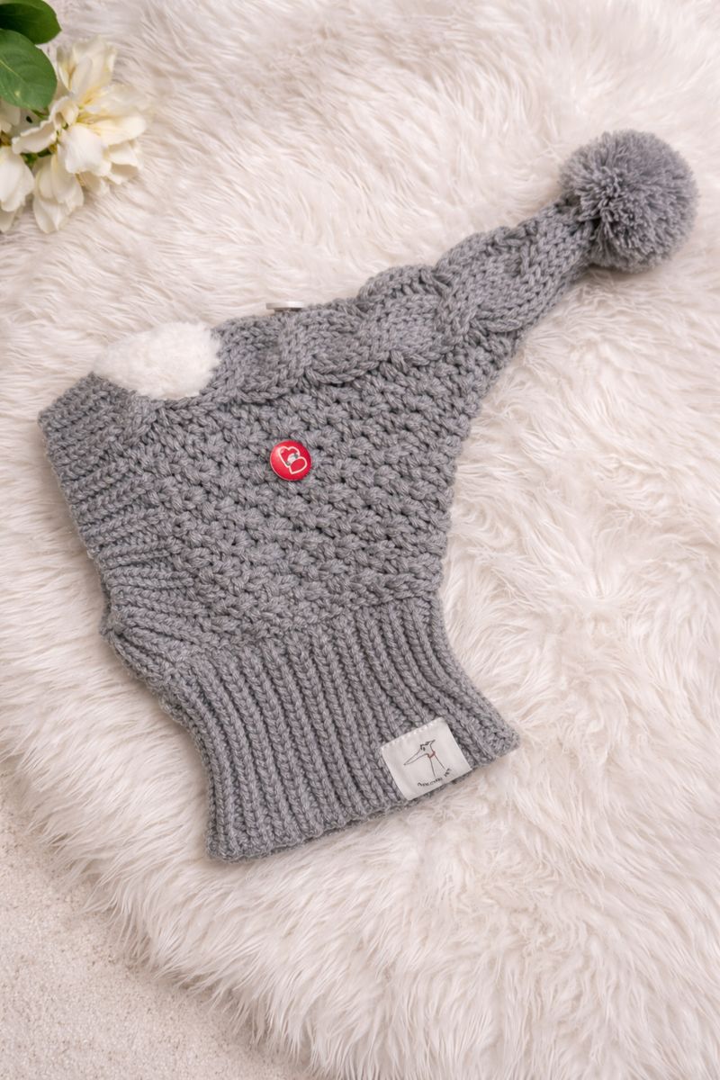 Graue Strickmütze für ital. Windspiele