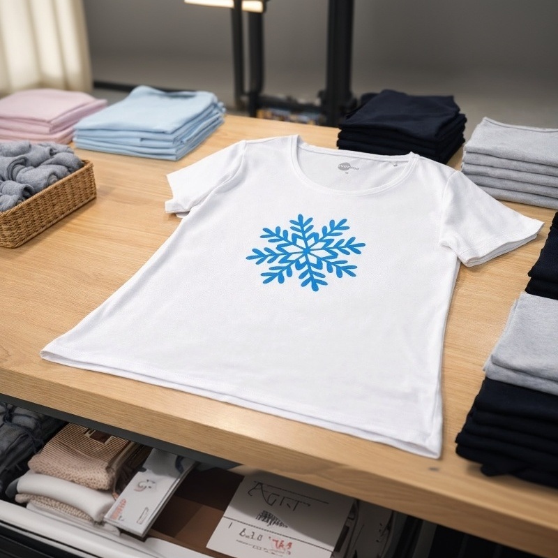 Weißes T-Shirt mit Schneeflocken-Design