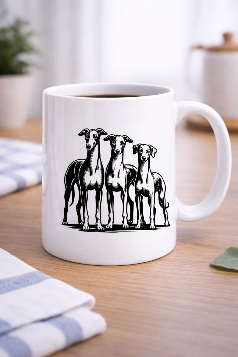 Weiße Tasse mit Hundemotiv