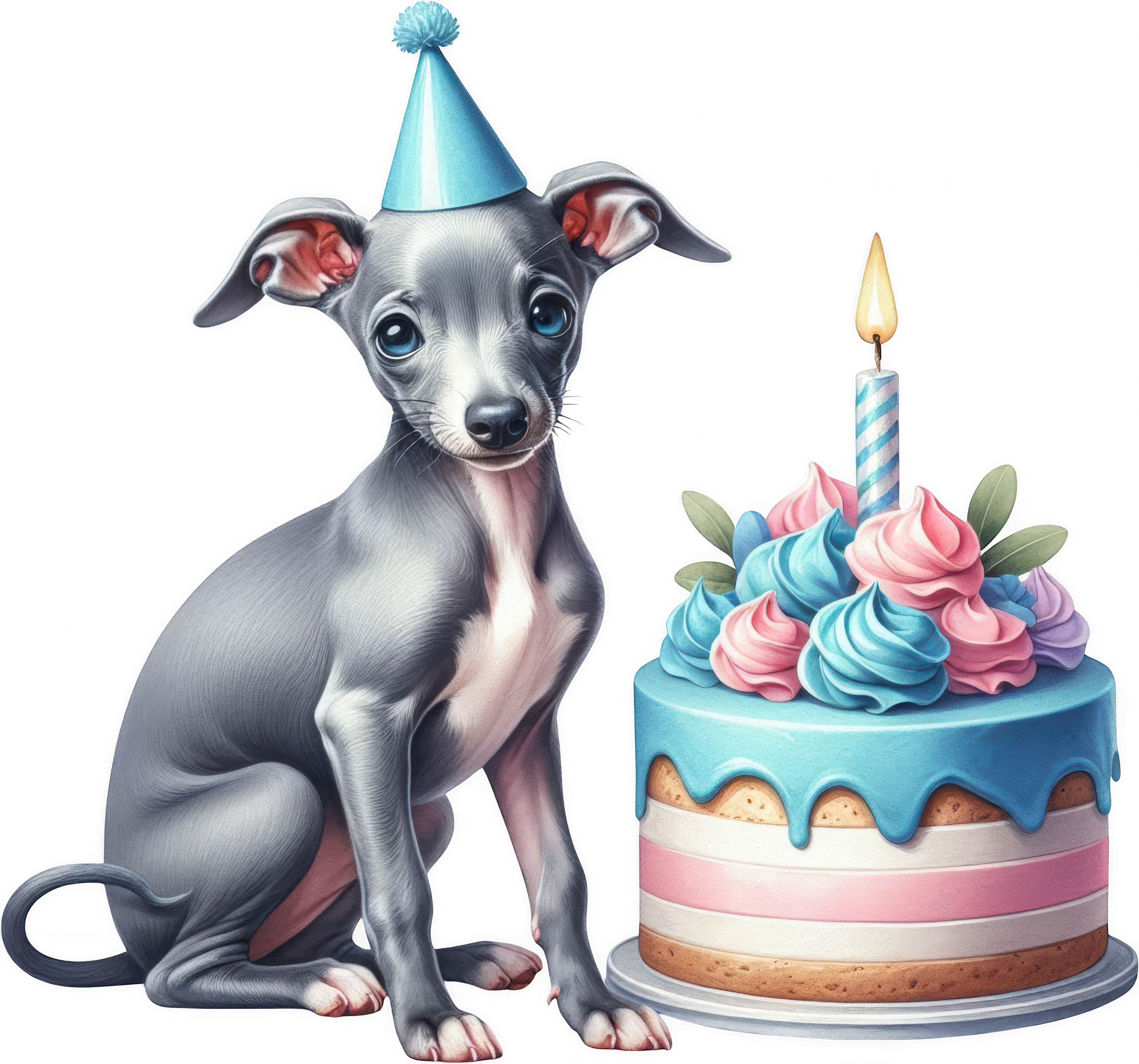 Geburtstagstasse in Blau mit Hundemotiv