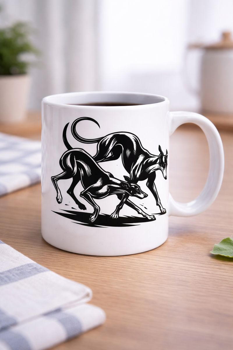 Weiße Tasse mit Hundemotiv