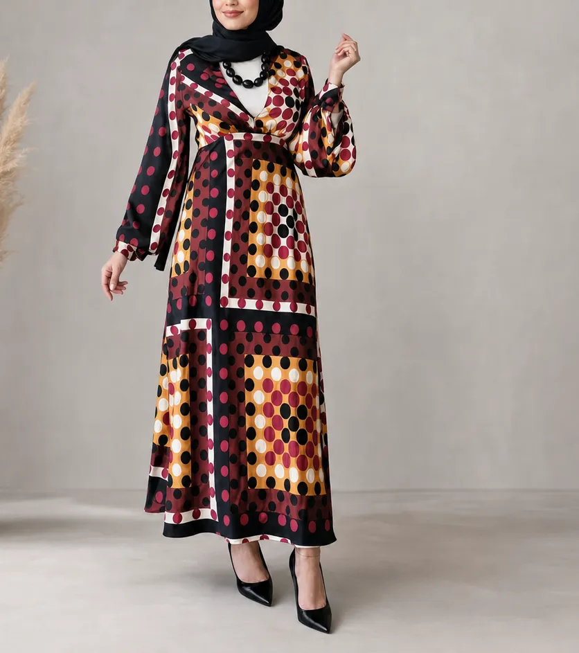 Polka Dot Patchwork Maxi Dress
