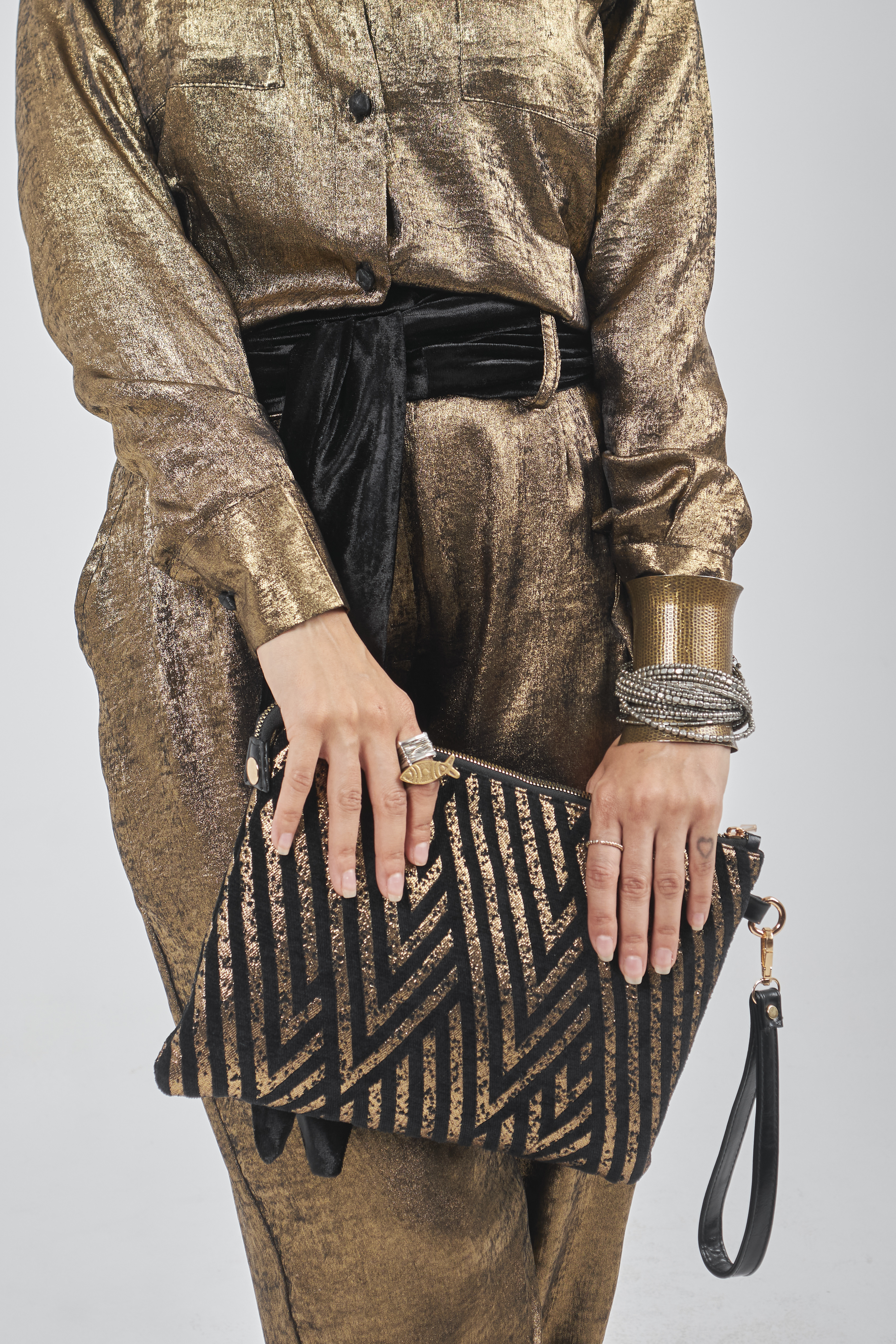 Geometric Black & Gold Clutch