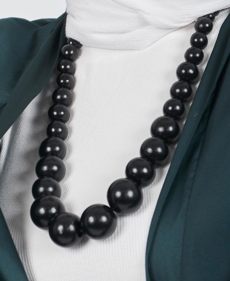 Black Beaded Statement Necklace