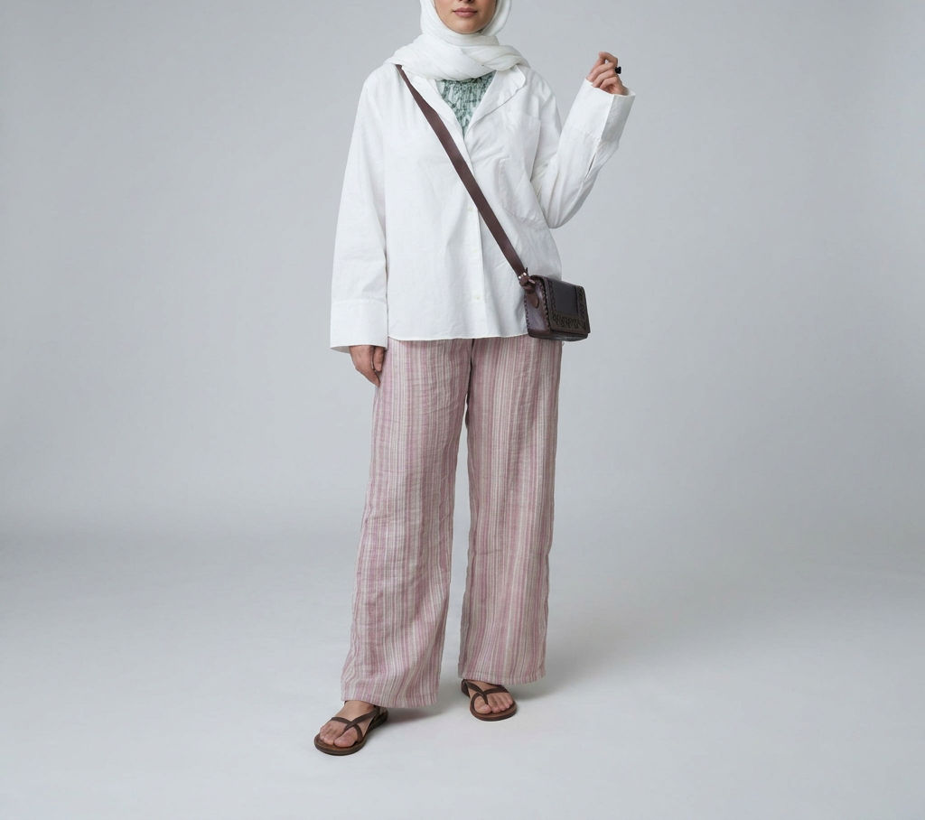 Striped Wide-Leg Linen Pants