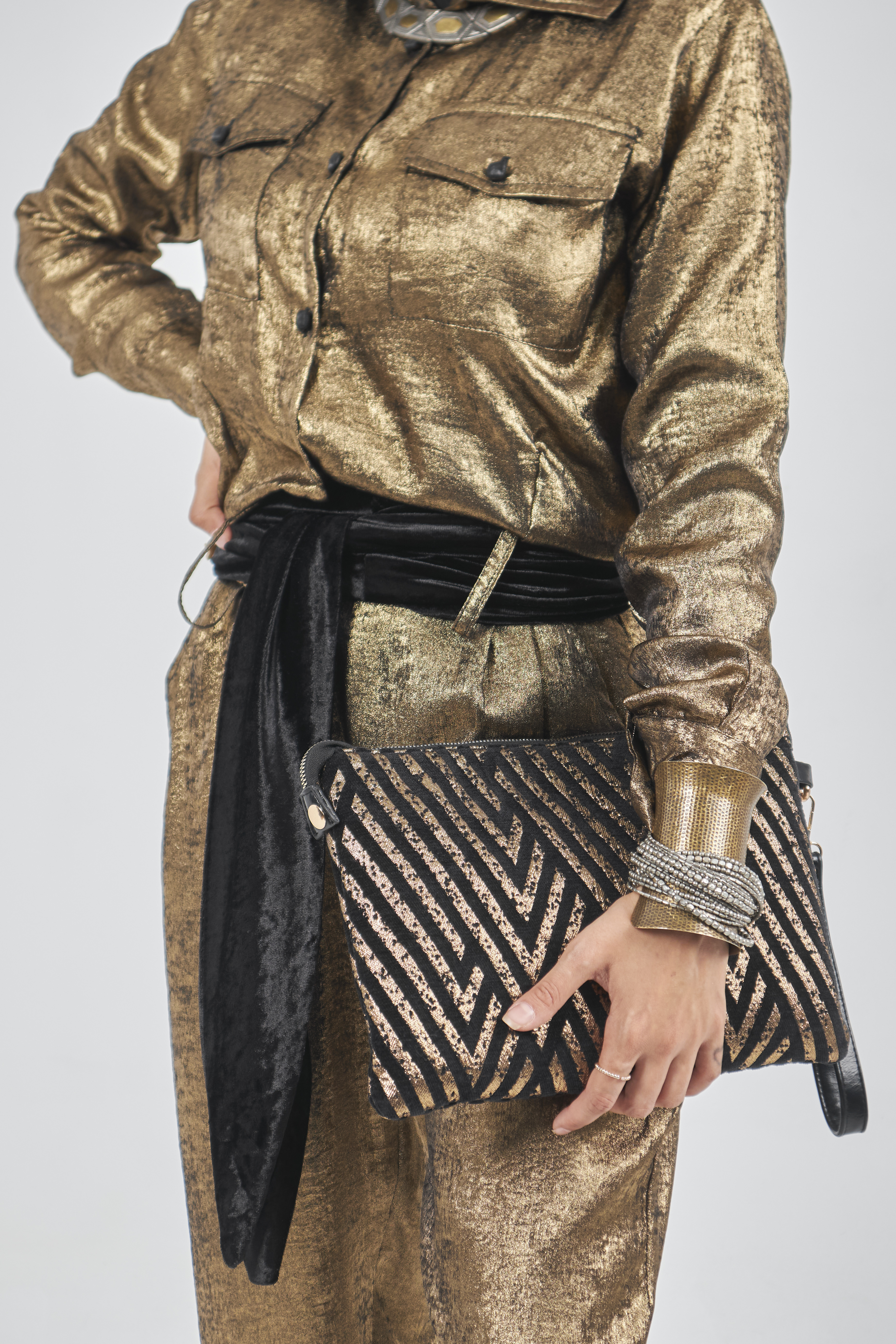 Geometric Black & Gold Clutch