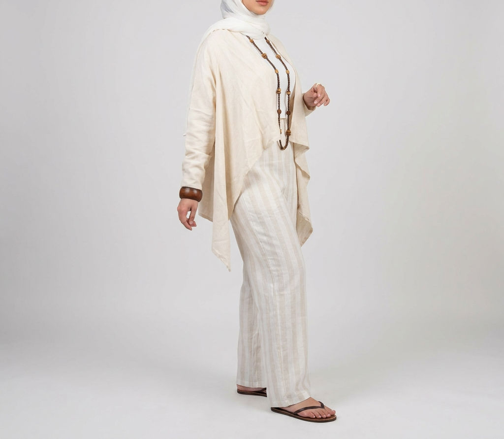 Beige Linen Modest Set